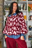 Big Softie Leopard Roo Knit Burgundy & Rose